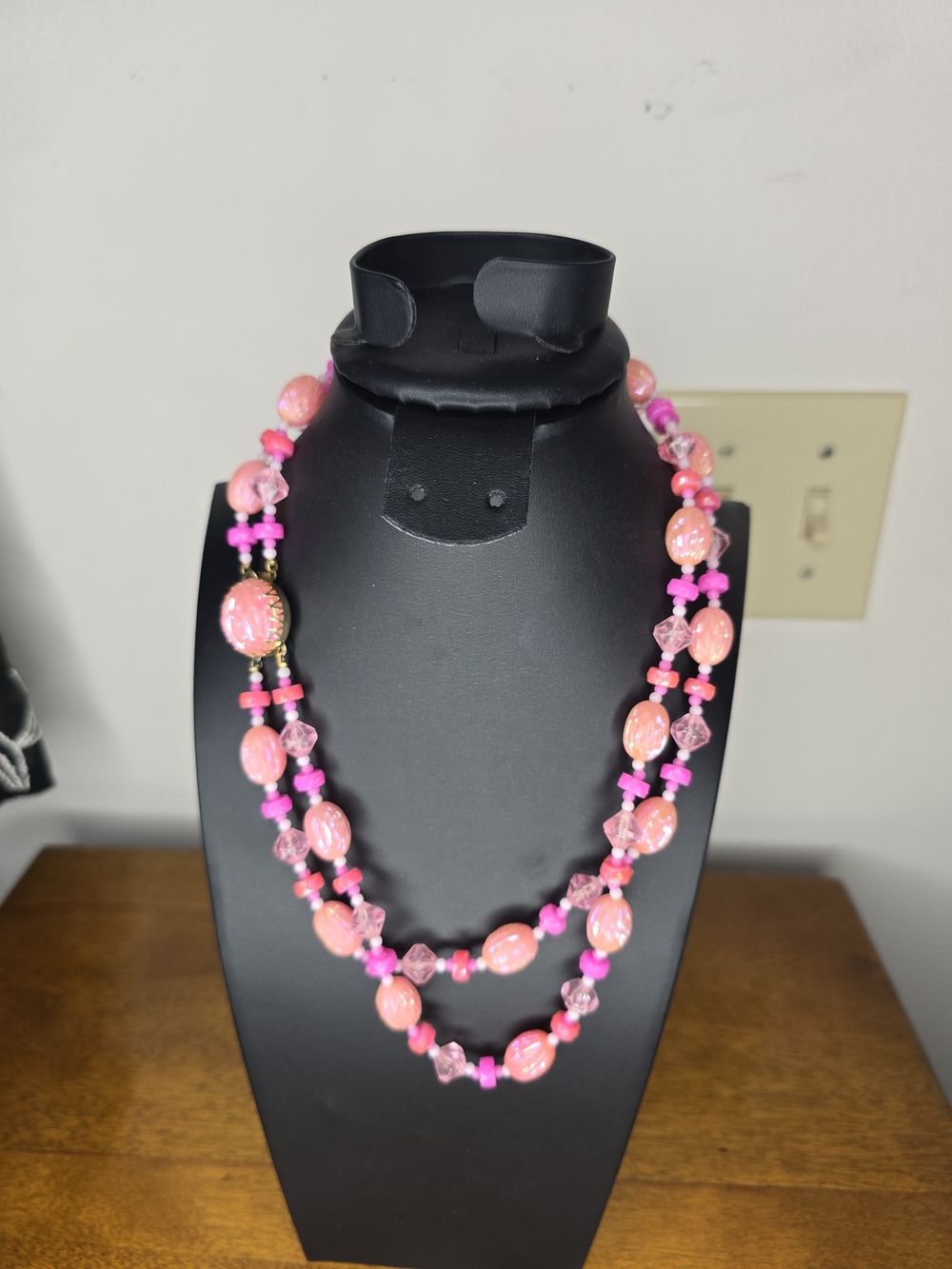 Double-Strand Pink Beaded Necklace - Feminine Layered Design